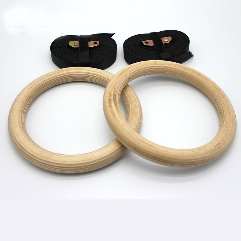 New Wooden 28mm Exercise Fitness Gymnastic Rings Gym Exercise Crossfit Pull Ups Muscle Ups